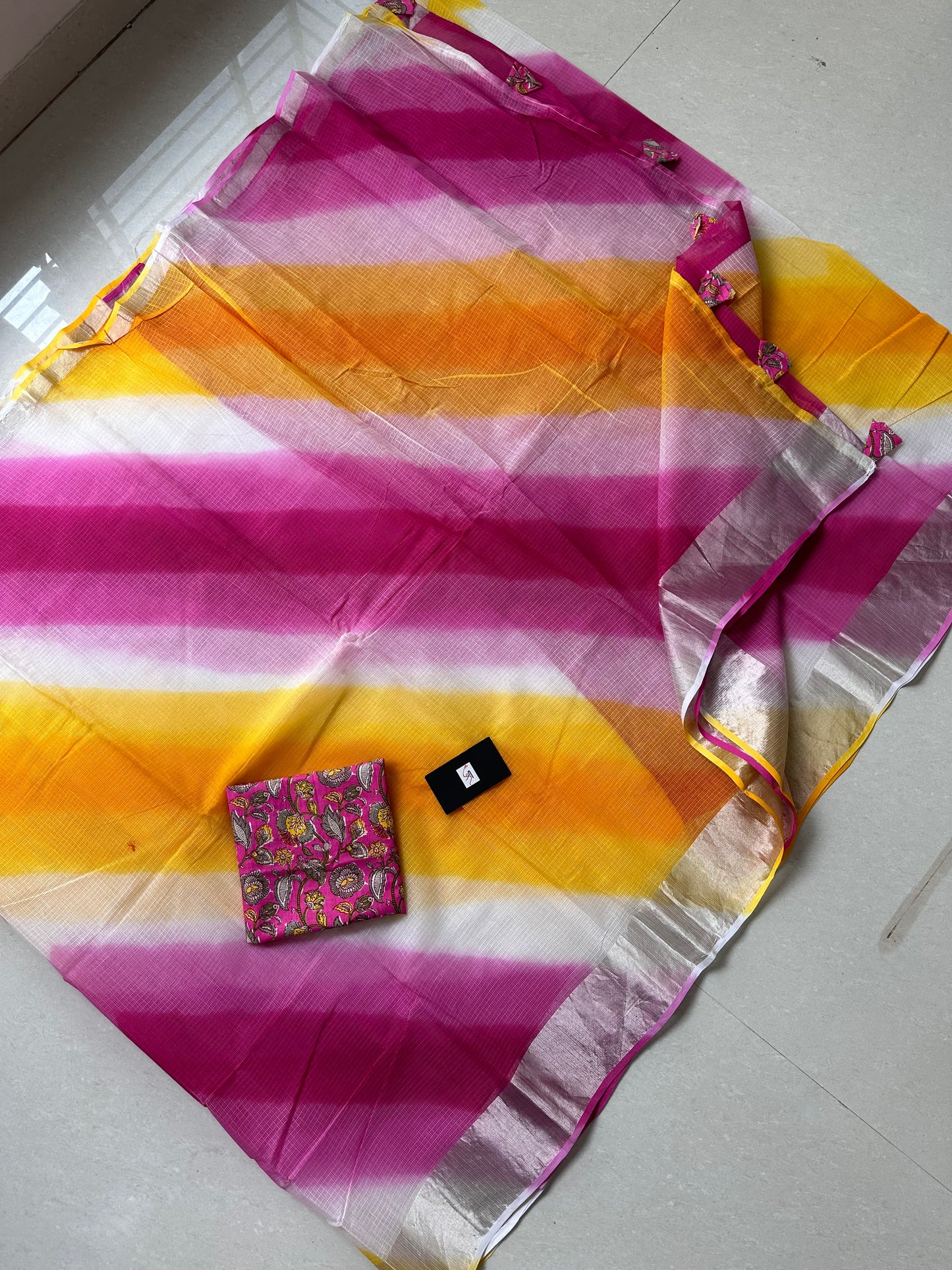 Pure HandBlock Printed Kota Cotton Doria Saree