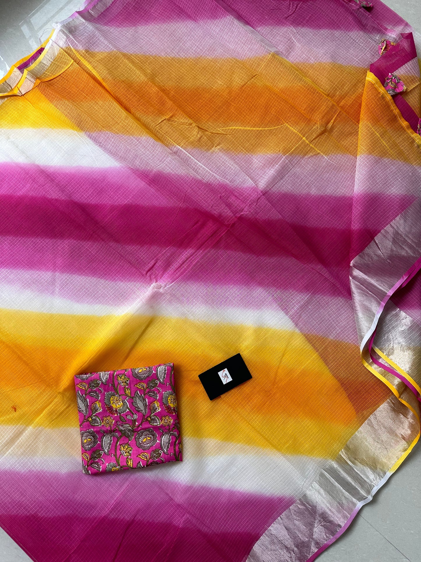 Pure HandBlock Printed Kota Cotton Doria Saree