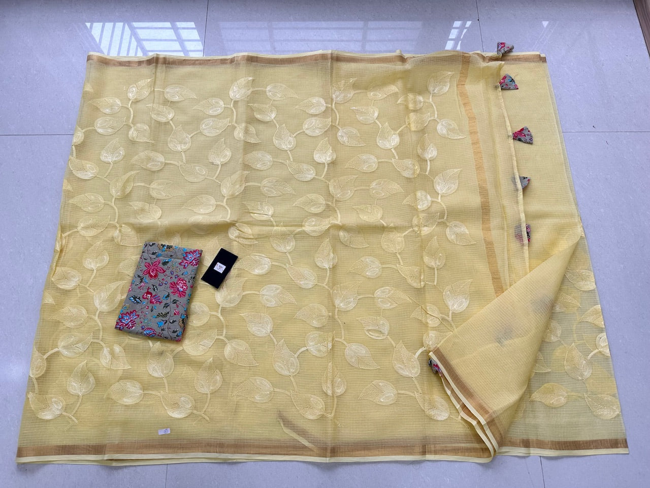 Pure Embroidered Kota Cotton Doria Saree