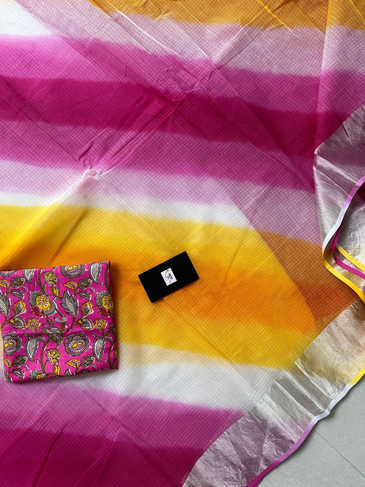 Pure HandBlock Printed Kota Cotton Doria Saree