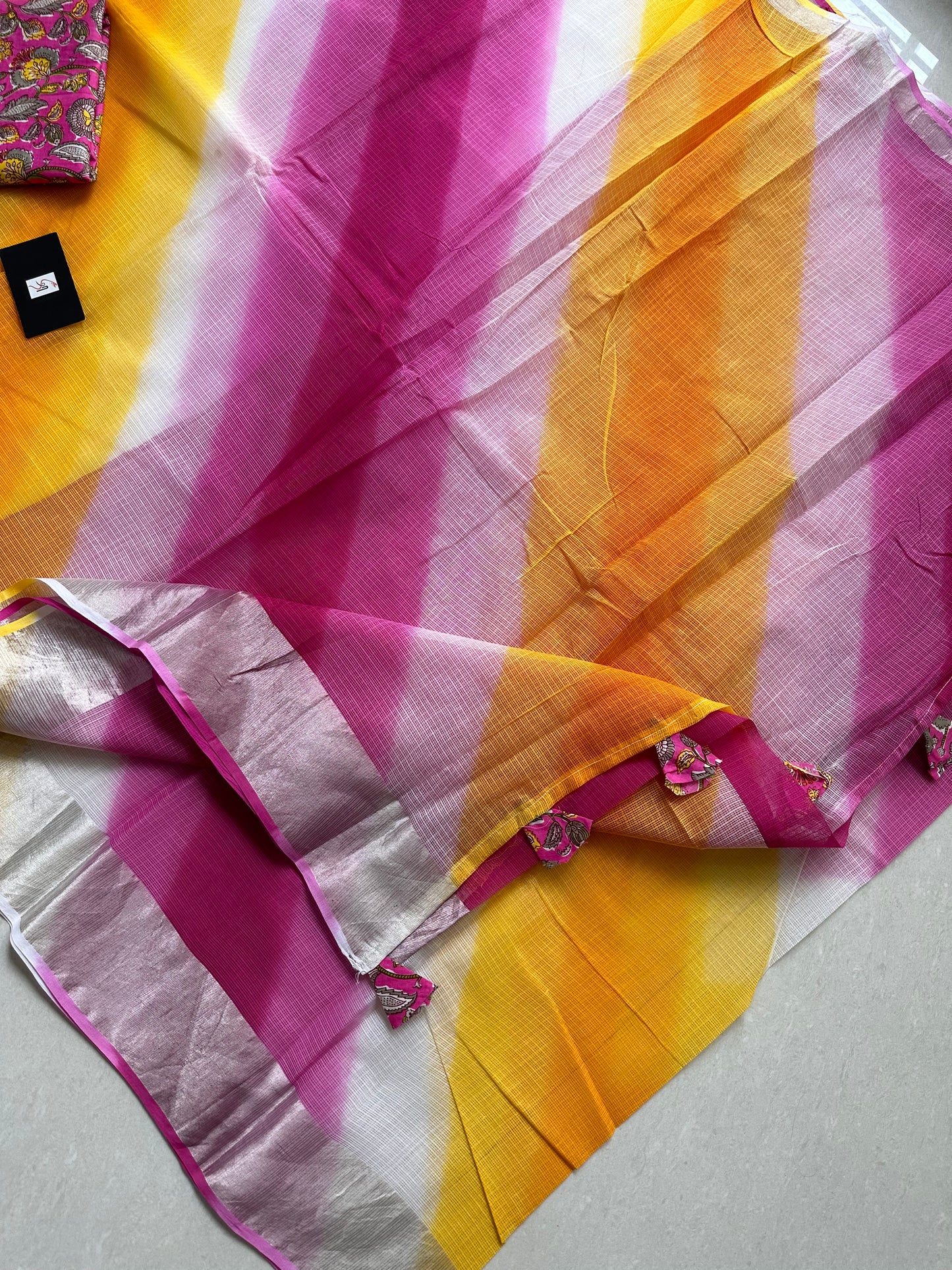 Pure HandBlock Printed Kota Cotton Doria Saree