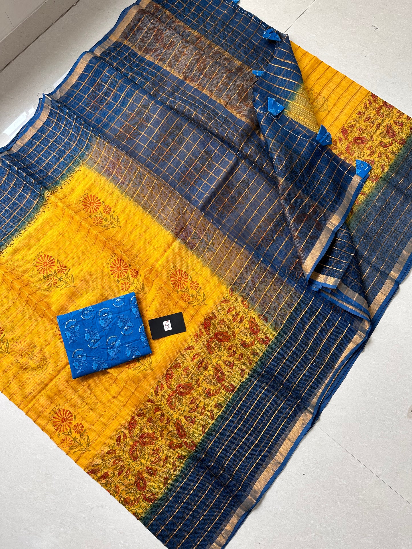 Pure HandBlock Printed Kota Cotton Doria Saree