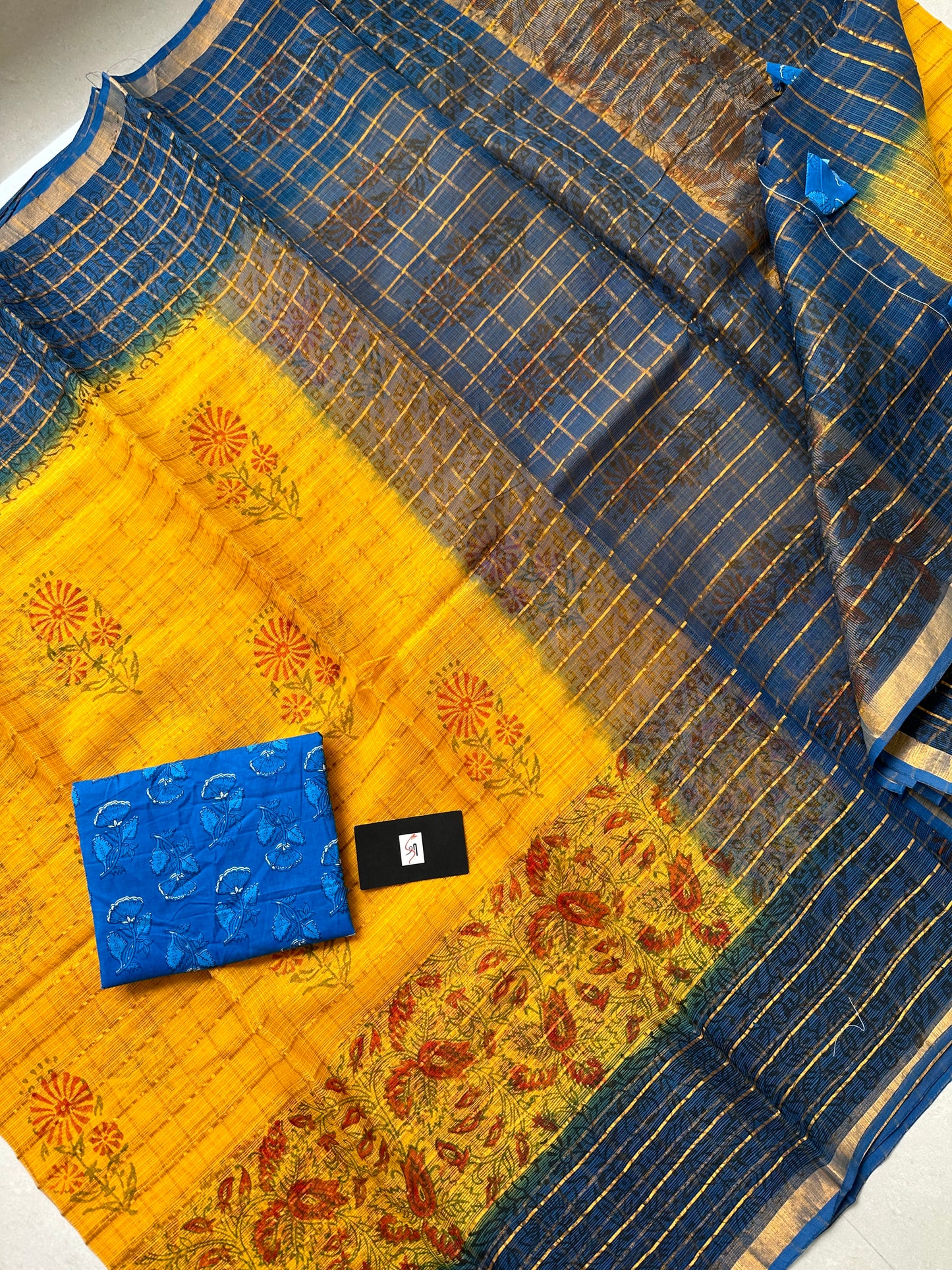 Pure HandBlock Printed Kota Cotton Doria Saree