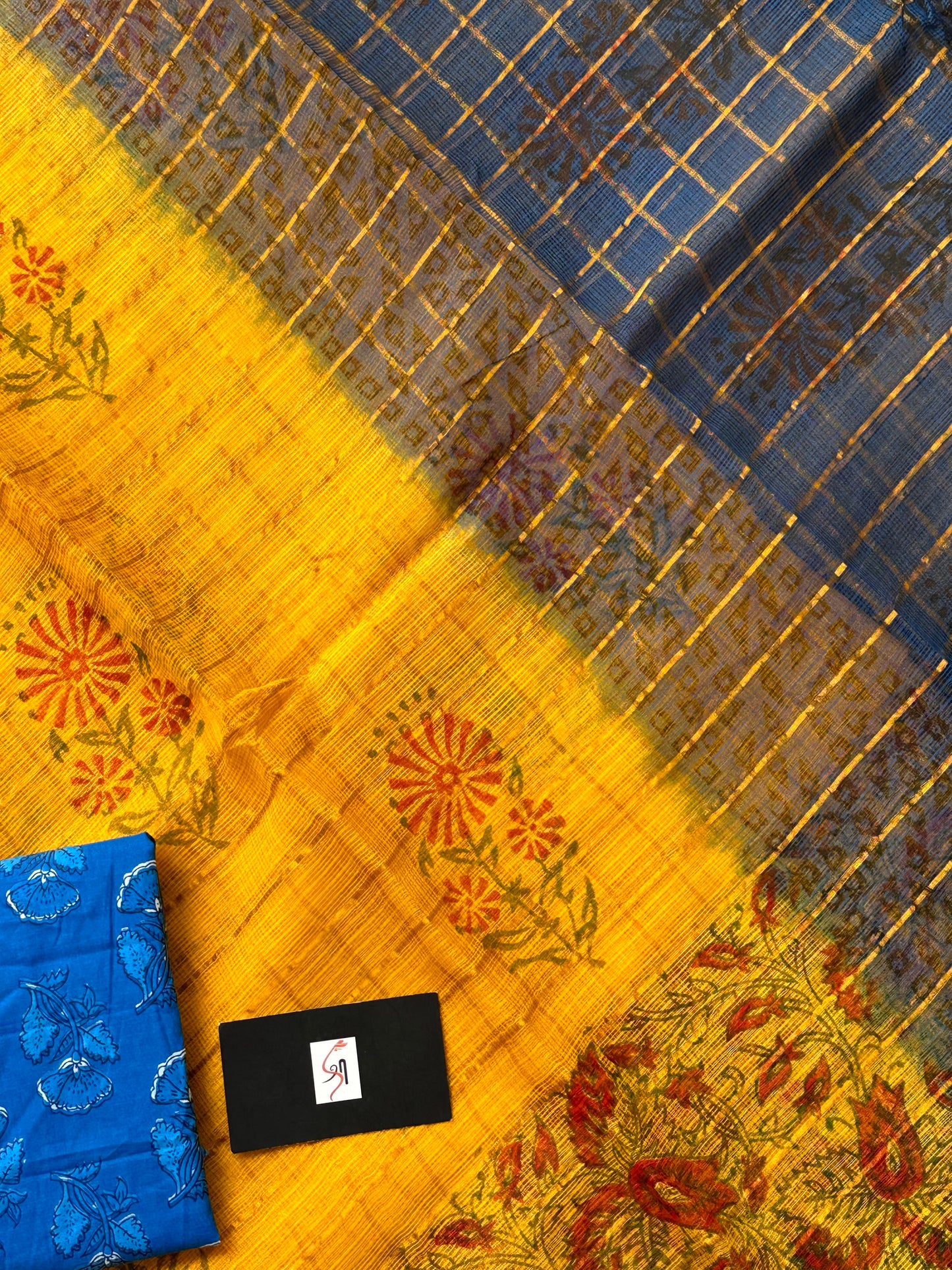 Pure HandBlock Printed Kota Cotton Doria Saree