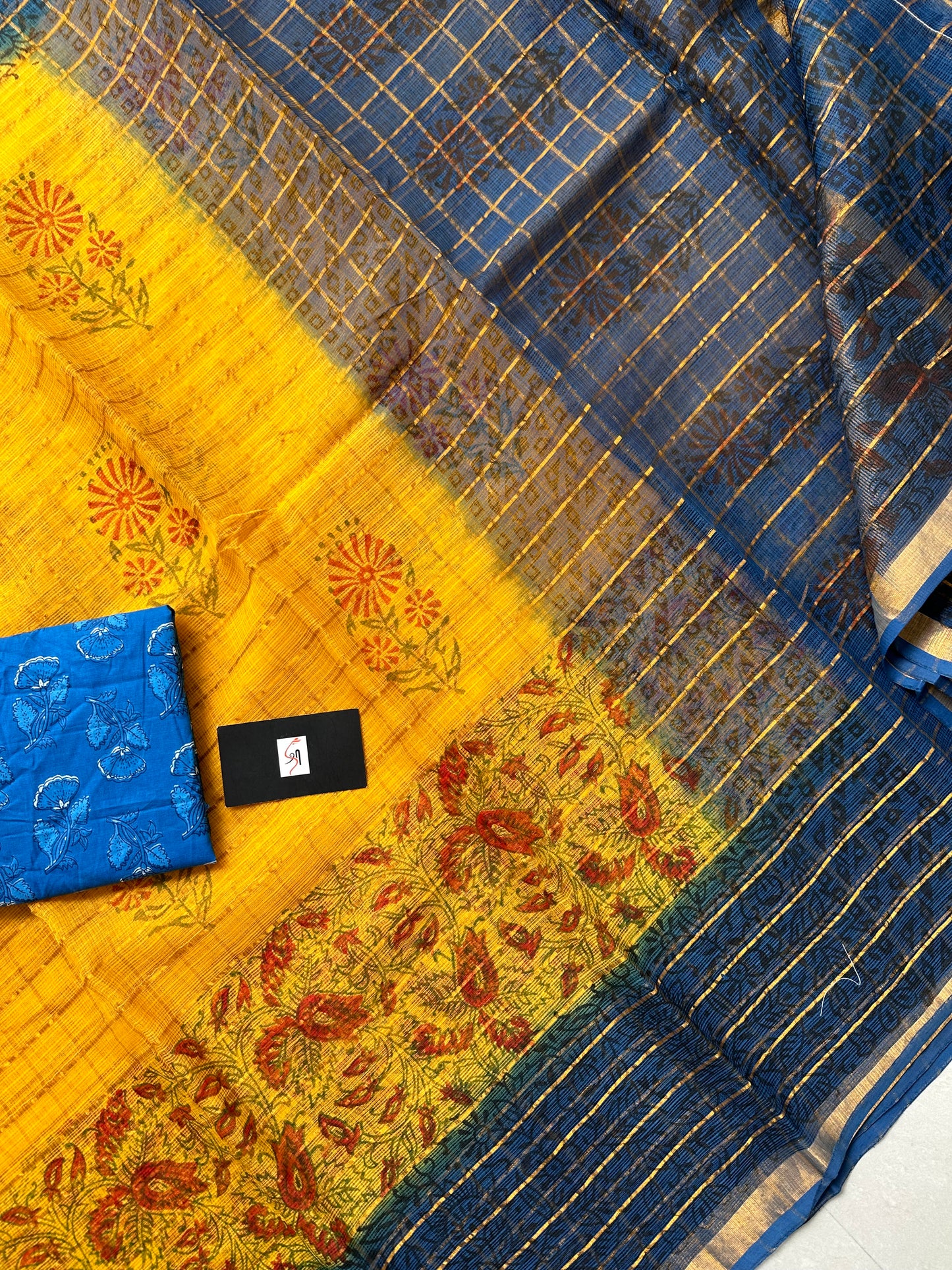 Pure HandBlock Printed Kota Cotton Doria Saree