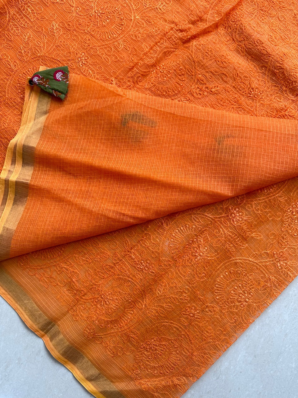 Pure Embroidered Kota Cotton Doria Saree