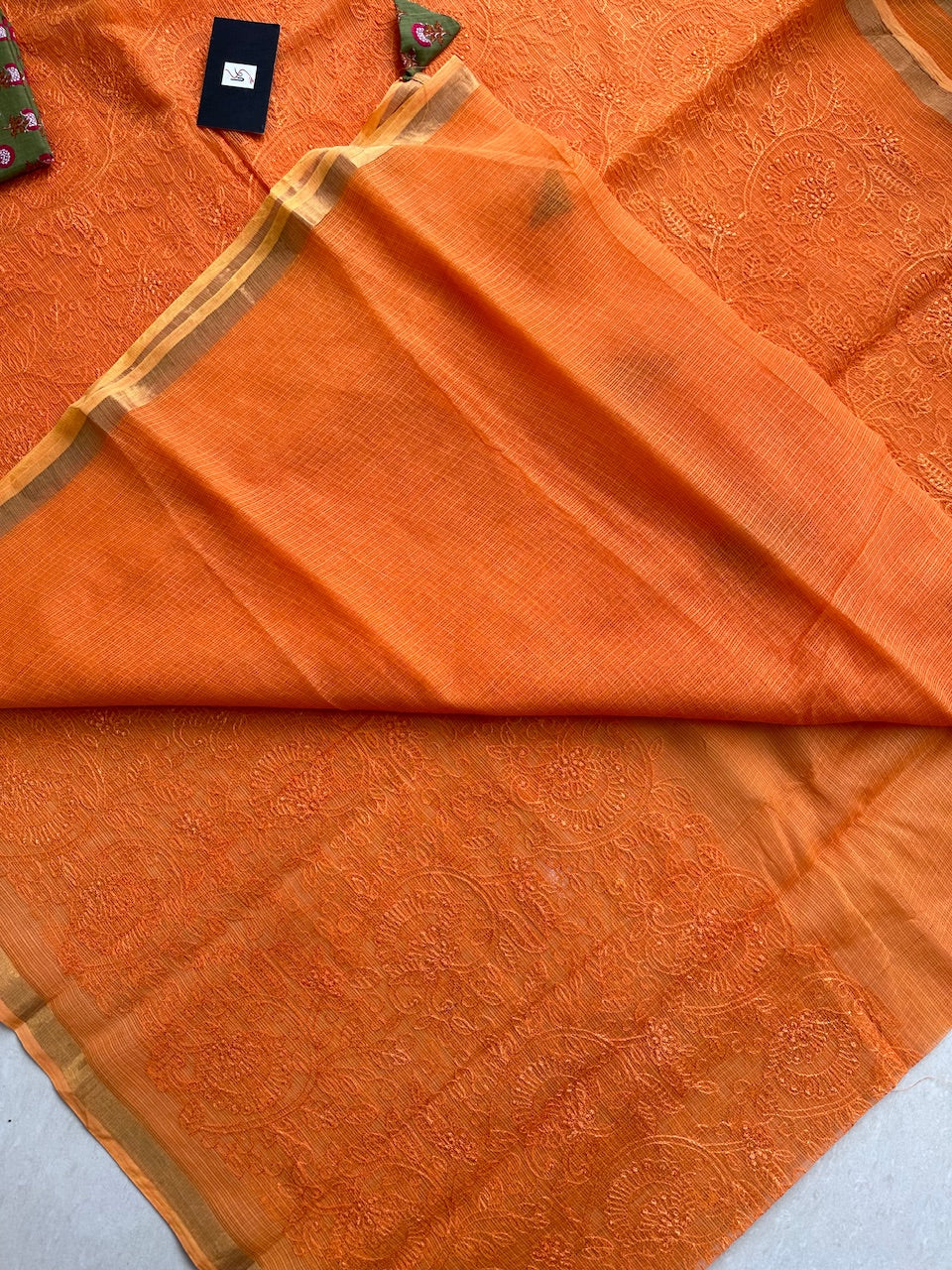 Pure Embroidered Kota Cotton Doria Saree