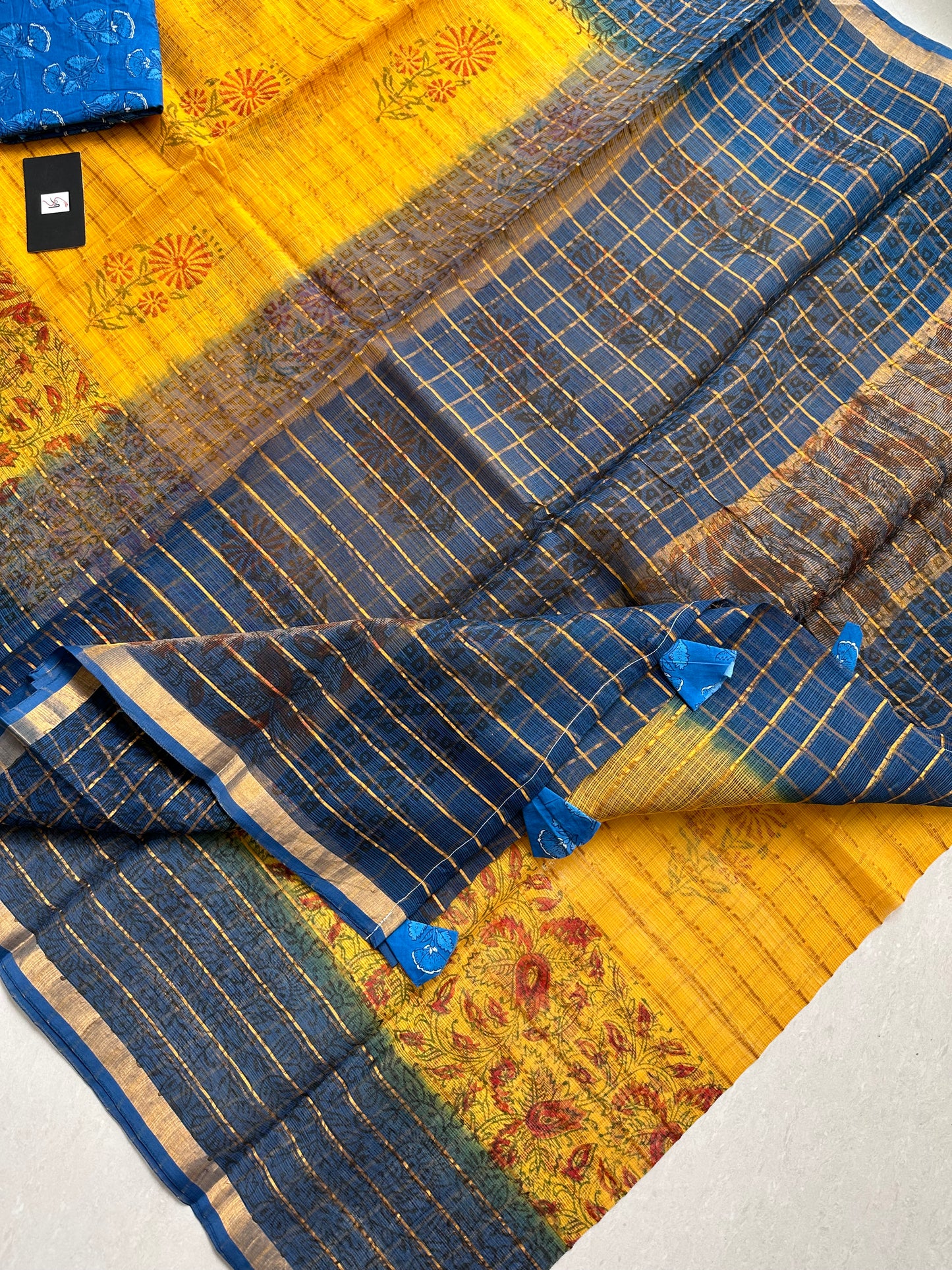 Pure HandBlock Printed Kota Cotton Doria Saree