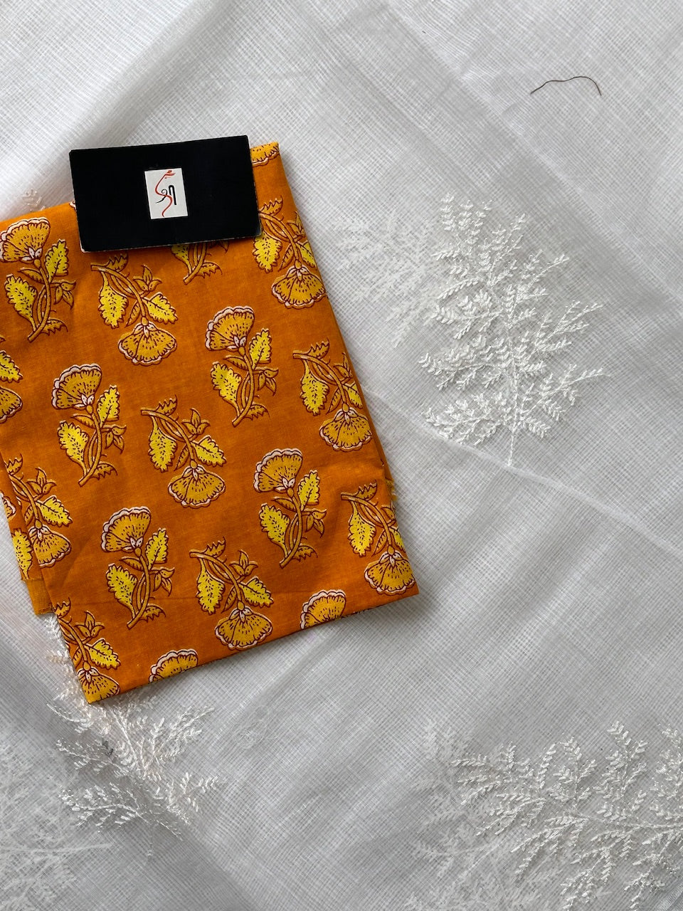 Embroidered Kota Cotton Doria Saree