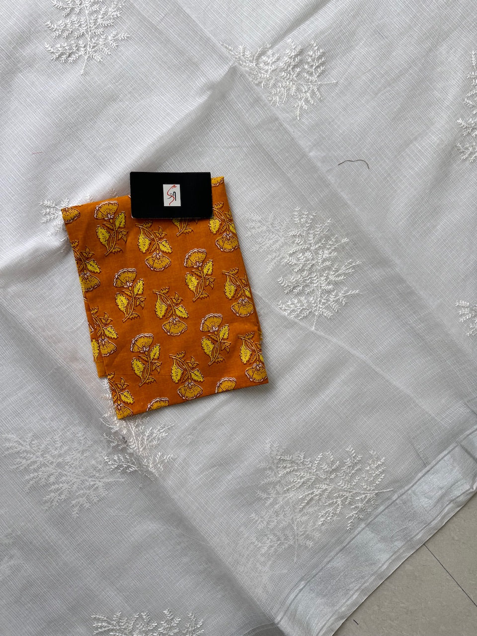 Embroidered Kota Cotton Doria Saree