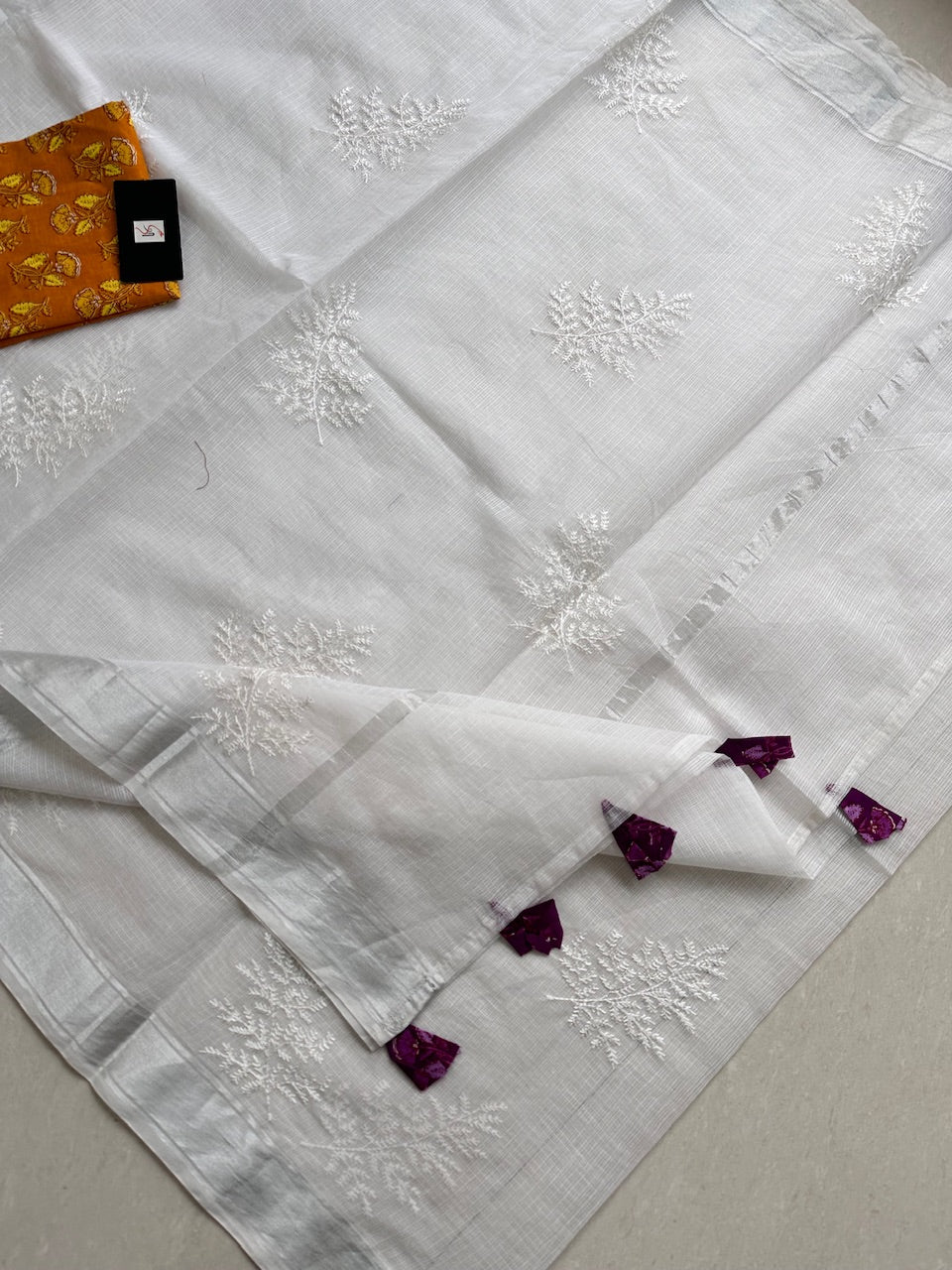 Embroidered Kota Cotton Doria Saree