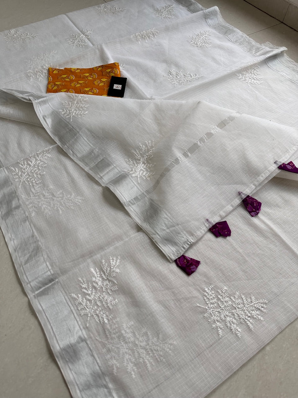 Embroidered Kota Cotton Doria Saree