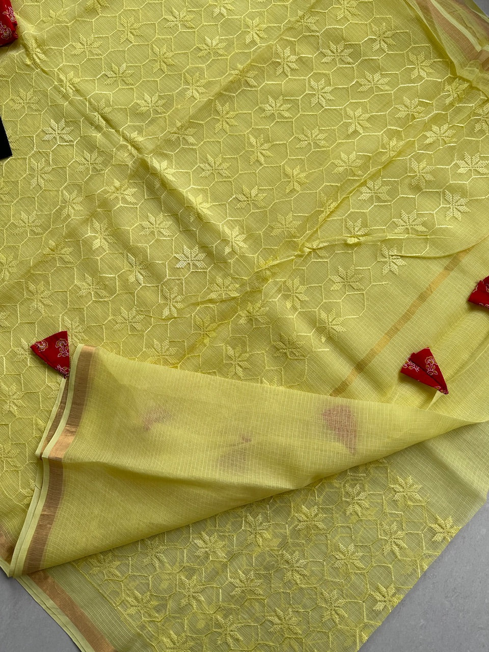 Pure Embroidered Kota Cotton Doria Saree