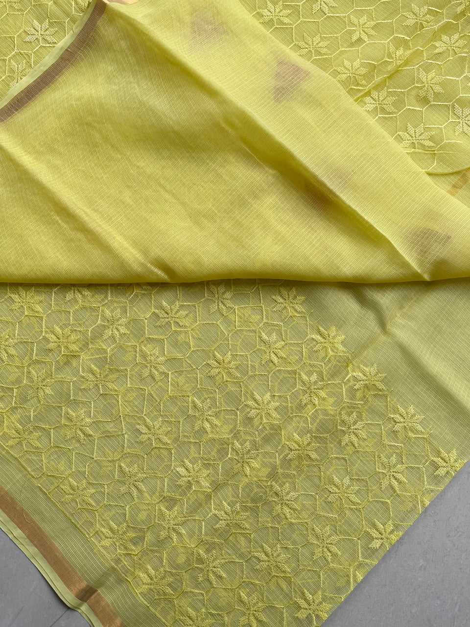 Pure Embroidered Kota Cotton Doria Saree