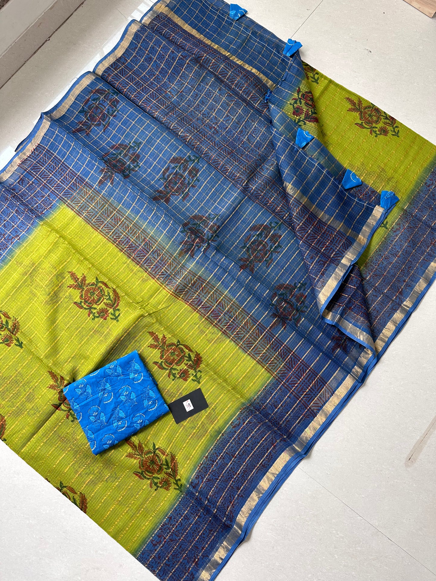 Pure HandBlock Printed Kota Cotton Doria Saree