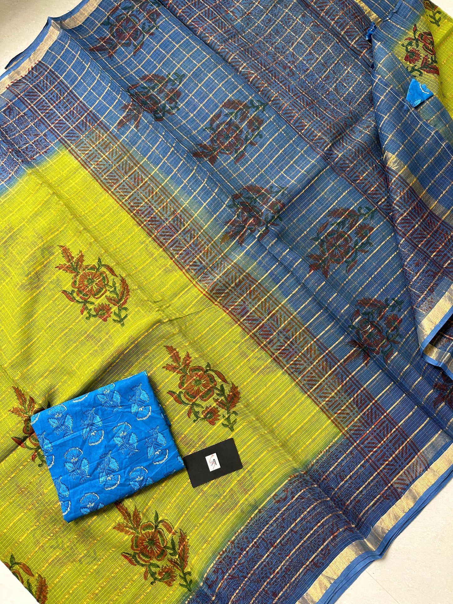 Pure HandBlock Printed Kota Cotton Doria Saree