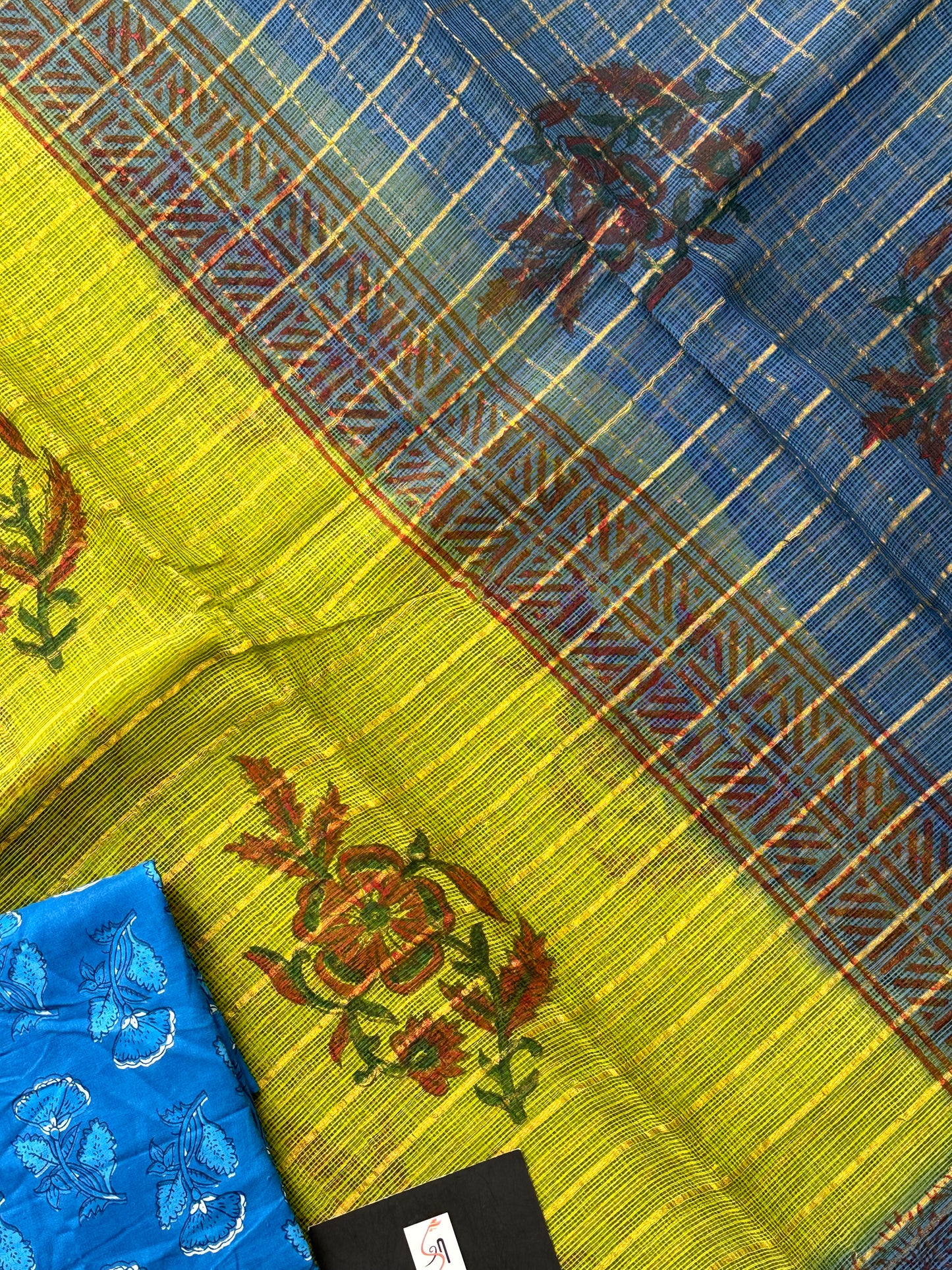 Pure HandBlock Printed Kota Cotton Doria Saree