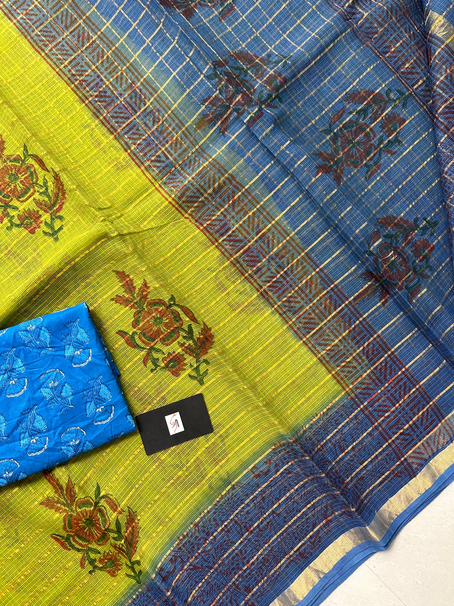 Pure HandBlock Printed Kota Cotton Doria Saree