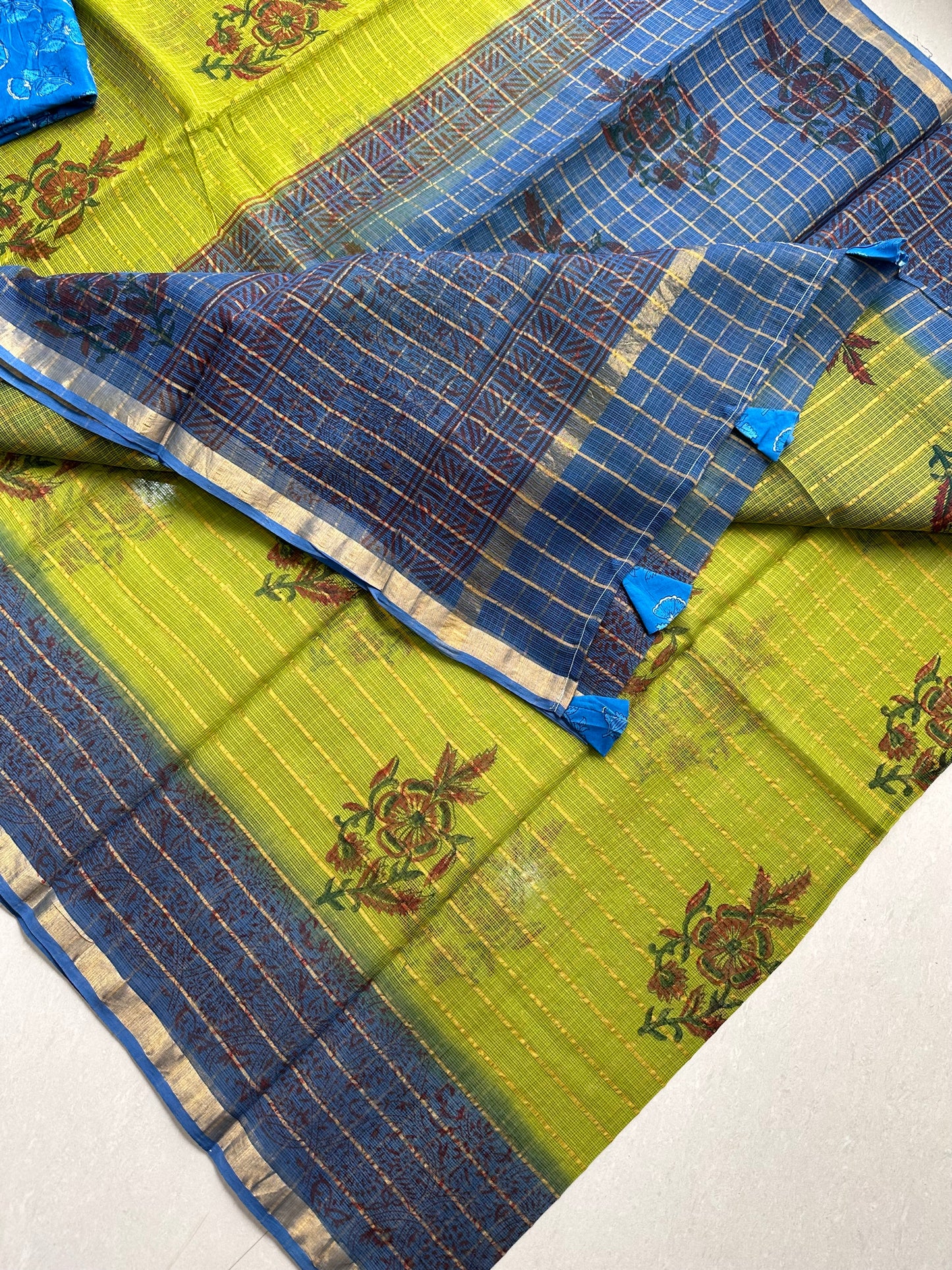 Pure HandBlock Printed Kota Cotton Doria Saree