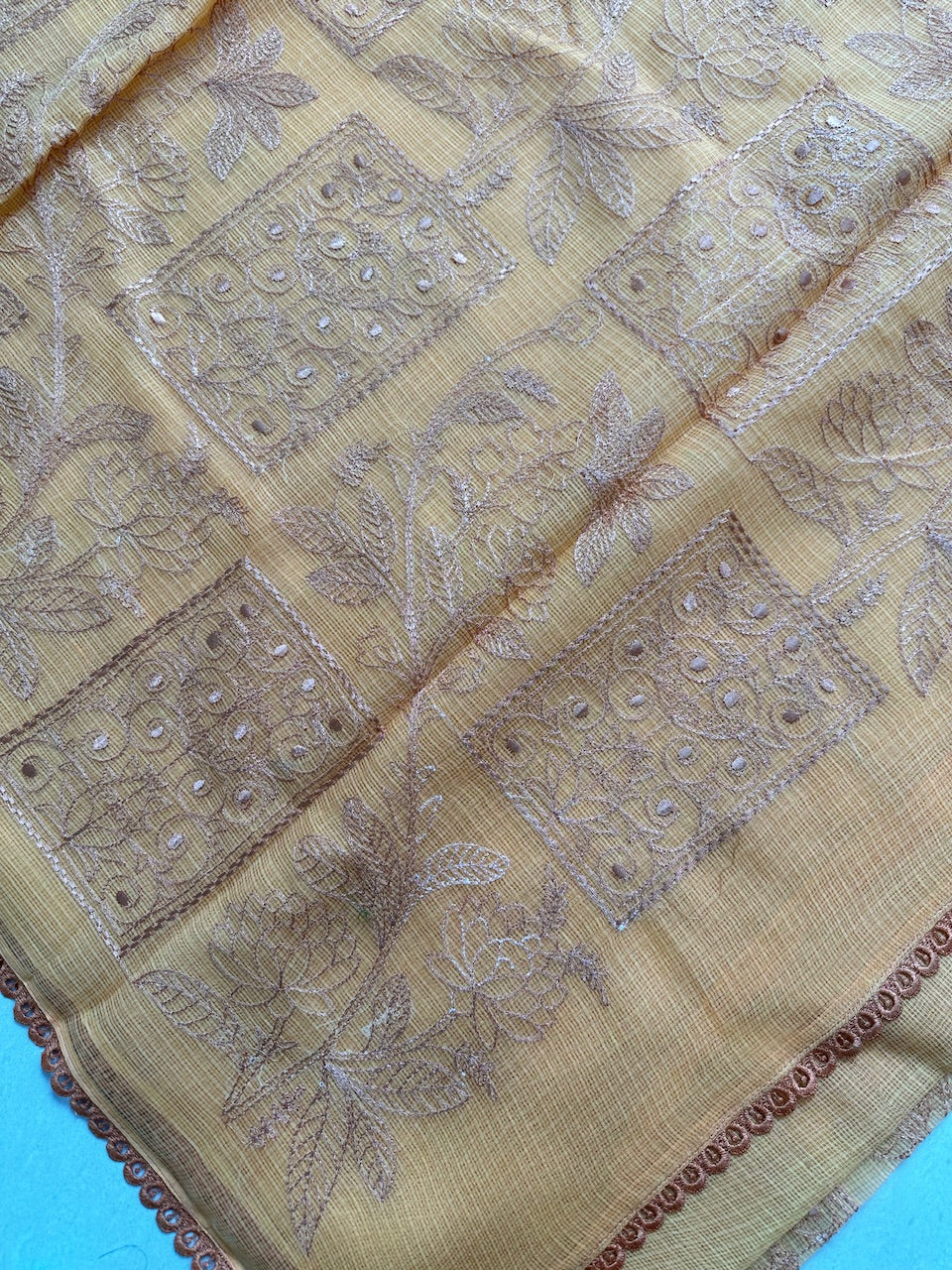 Pure Embroidered Kota Cotton Doria Saree