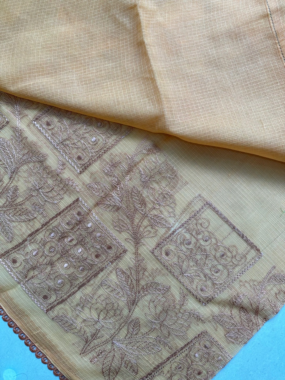 Pure Embroidered Kota Cotton Doria Saree