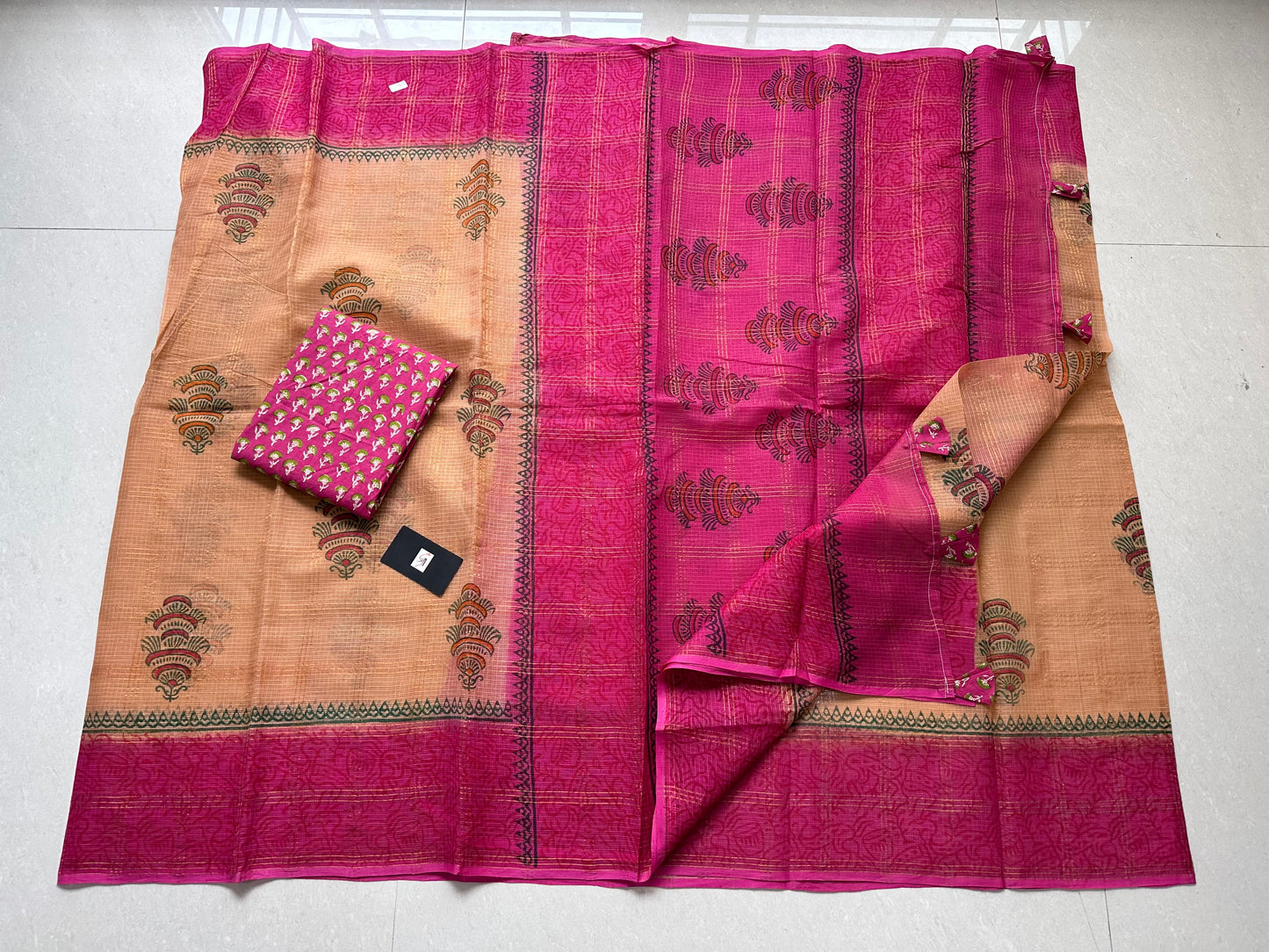 Pure HandBlock Printed Kota Cotton Doria Saree