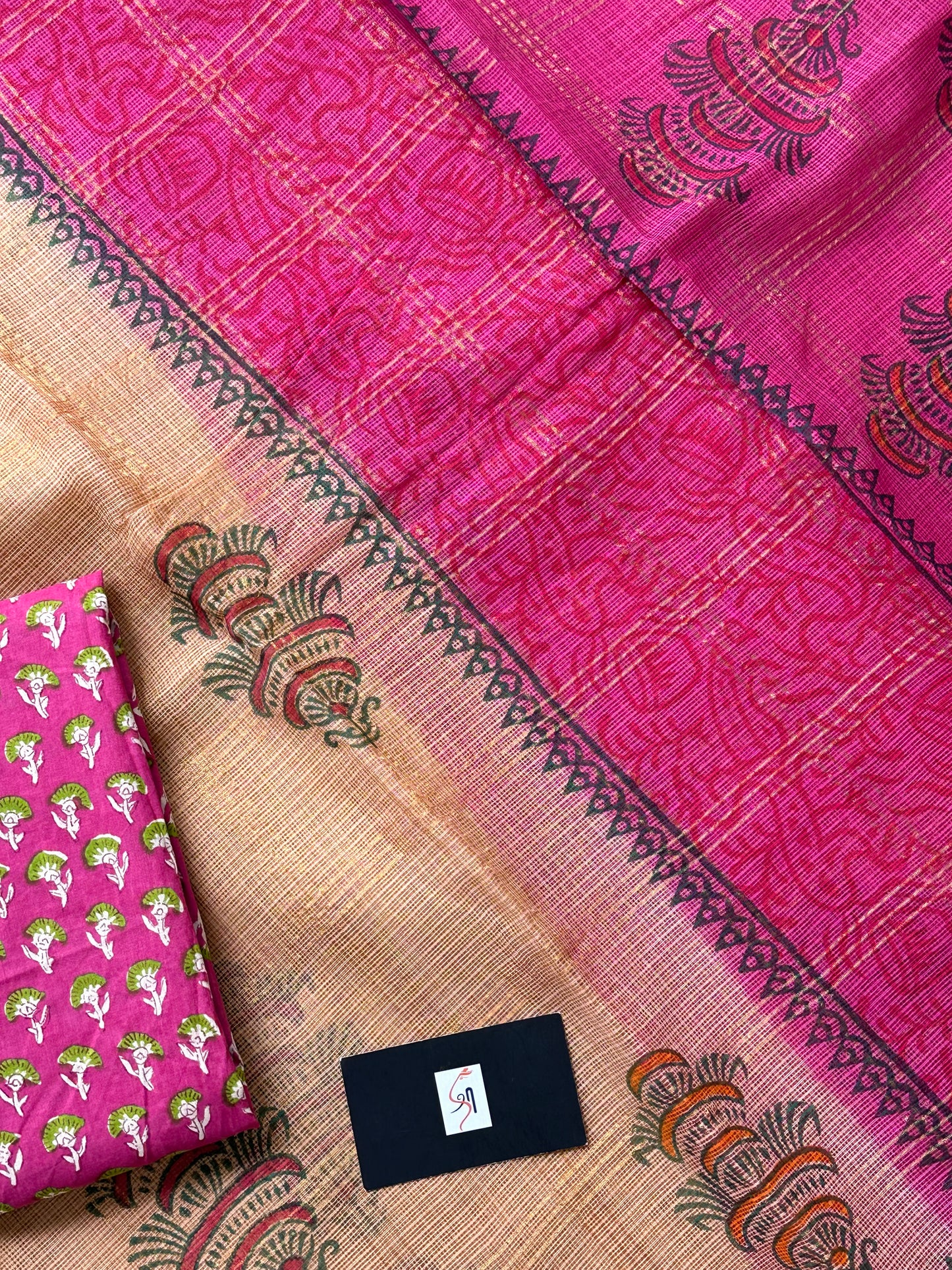 Pure HandBlock Printed Kota Cotton Doria Saree