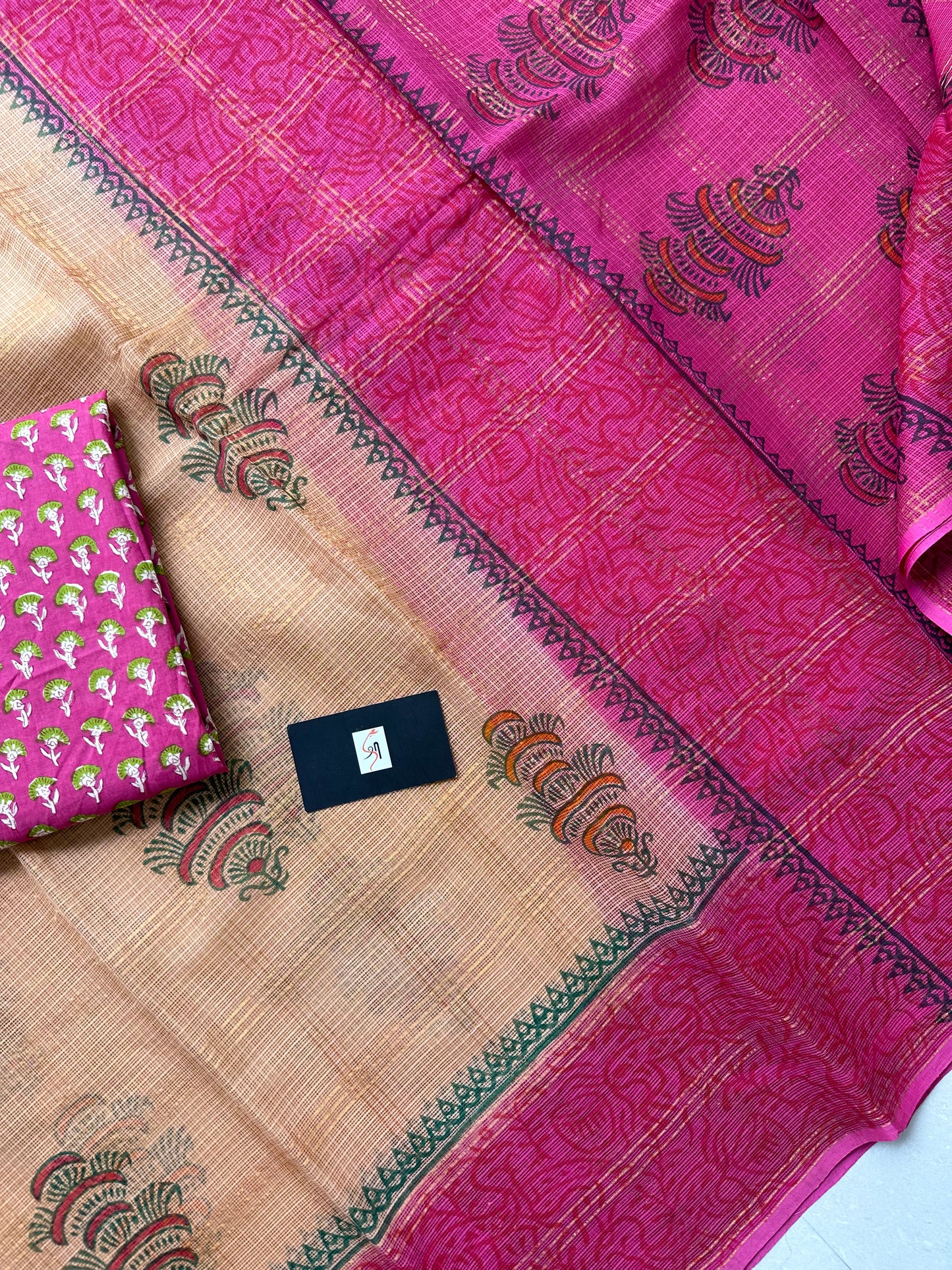 Pure HandBlock Printed Kota Cotton Doria Saree