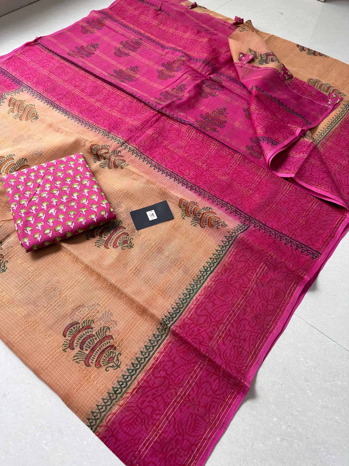 Pure HandBlock Printed Kota Cotton Doria Saree