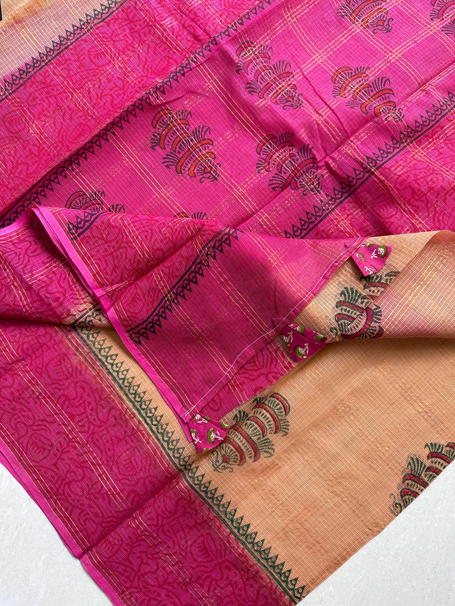 Pure HandBlock Printed Kota Cotton Doria Saree