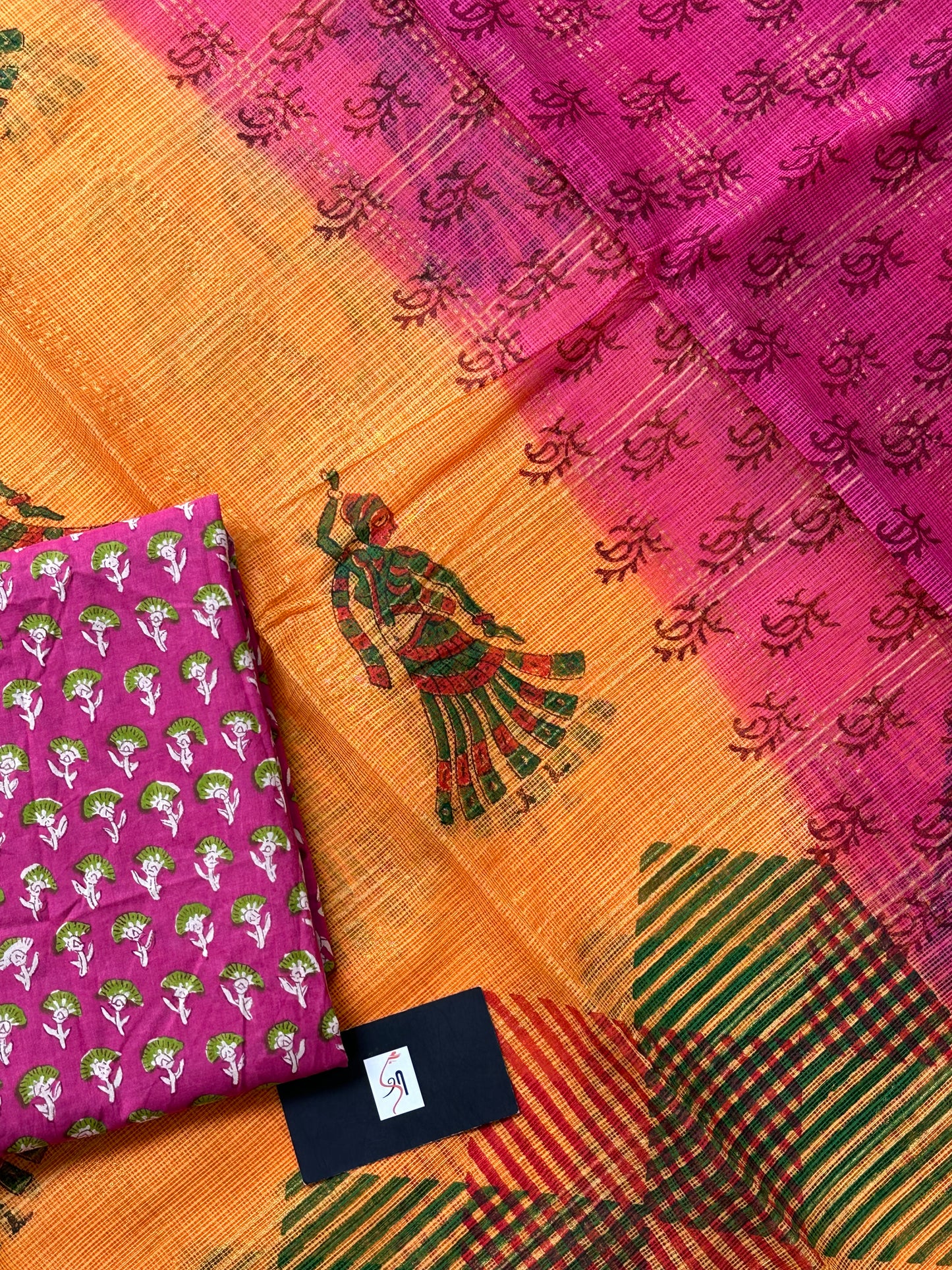 Pure HandBlock Printed Kota Cotton Doria Saree