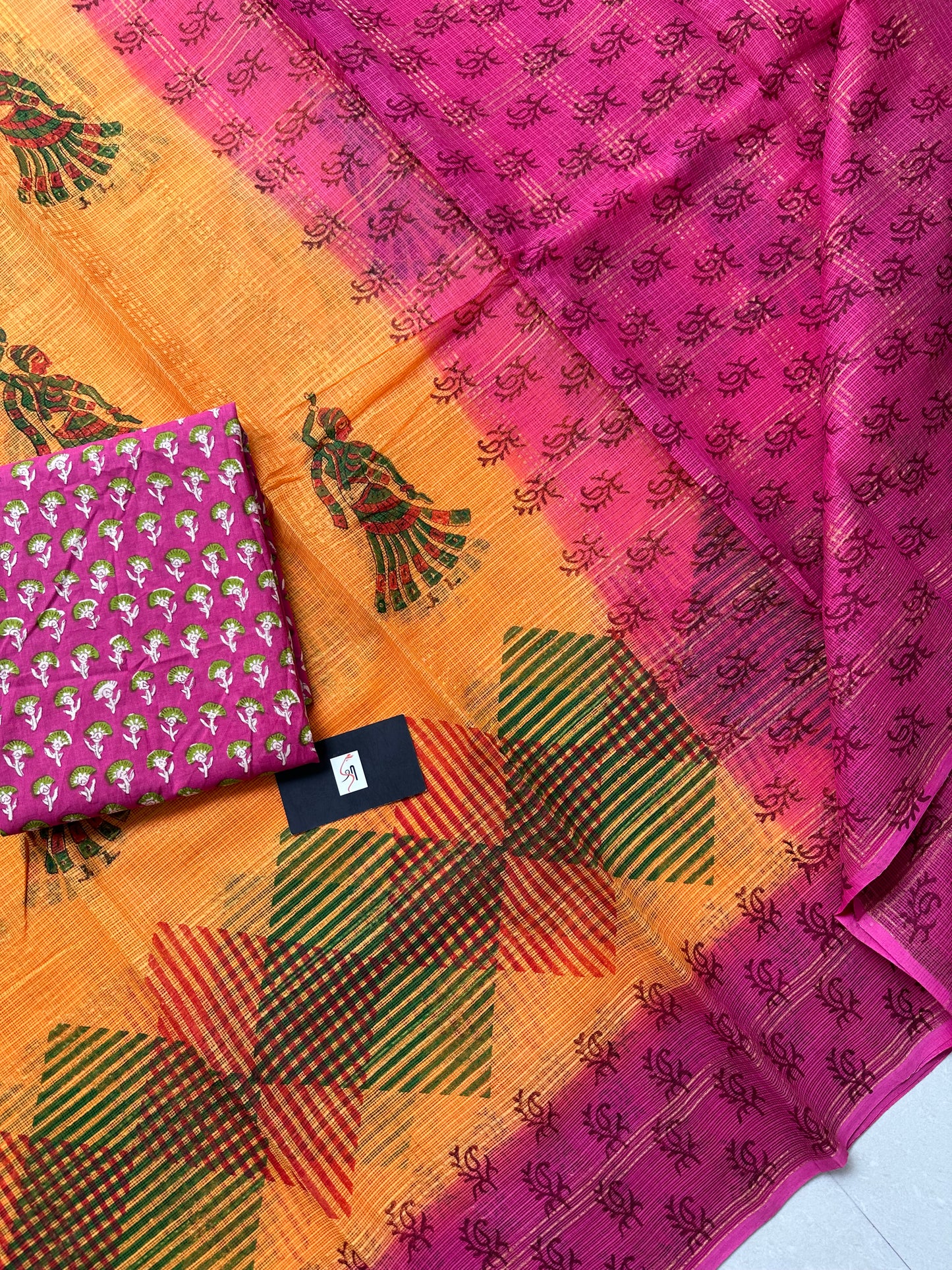 Pure HandBlock Printed Kota Cotton Doria Saree