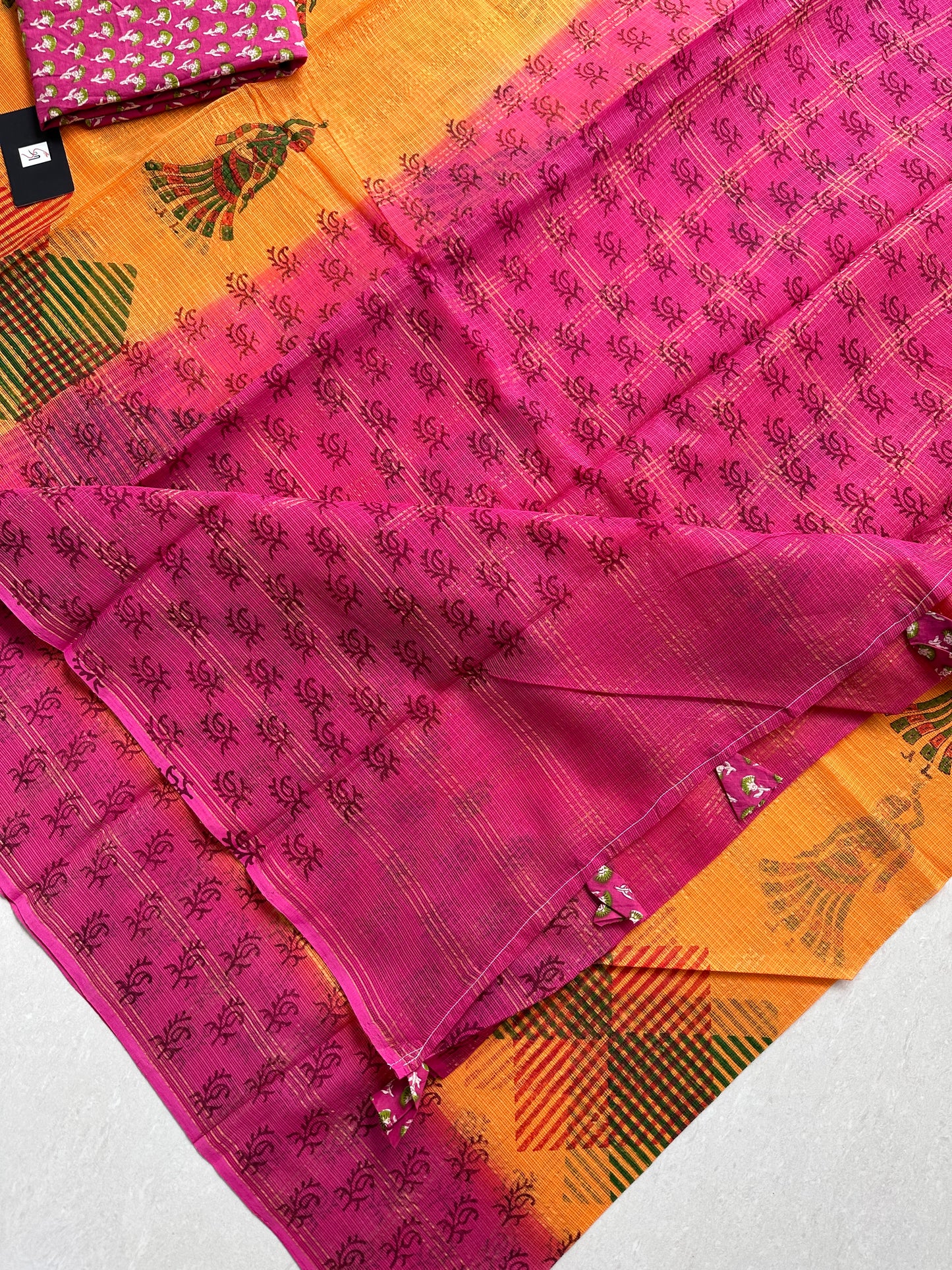 Pure HandBlock Printed Kota Cotton Doria Saree