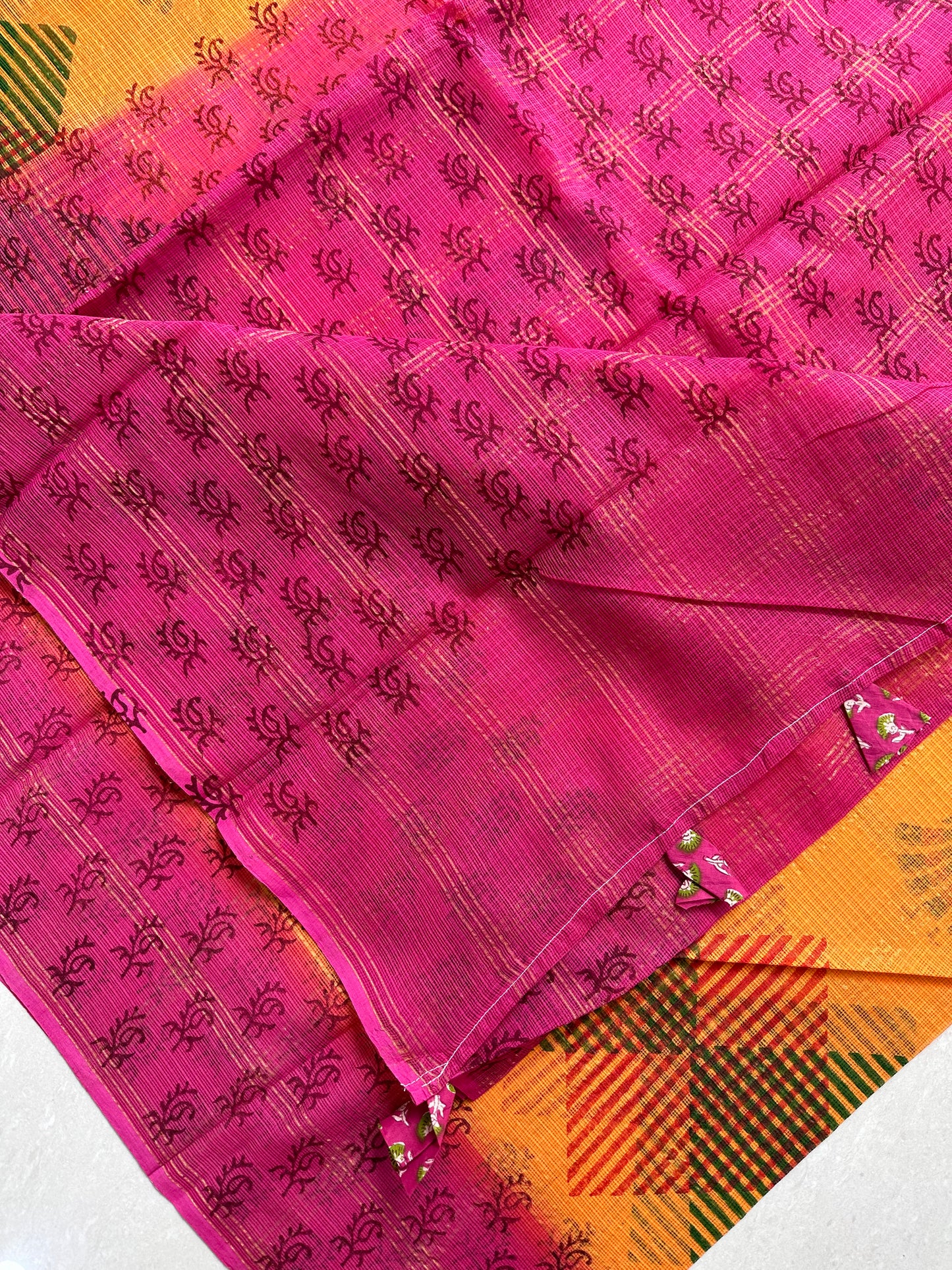 Pure HandBlock Printed Kota Cotton Doria Saree