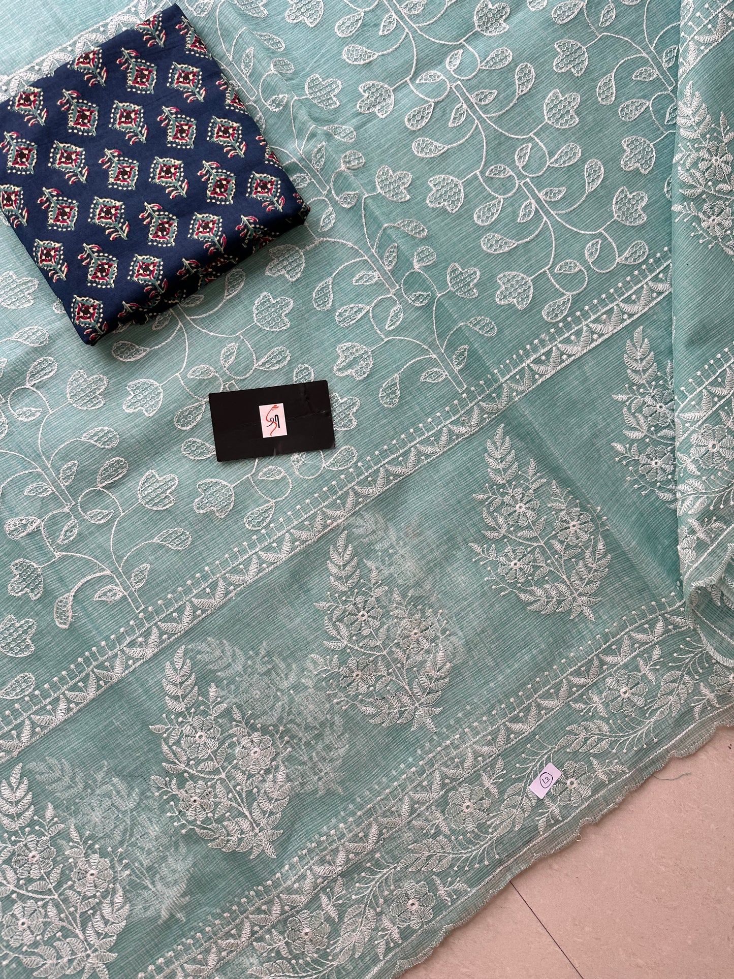 Embroidered Kota Cotton Doria Saree