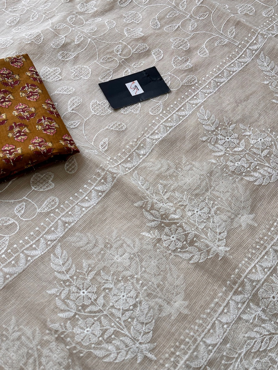 Embroidered Kota Cotton Doria Saree