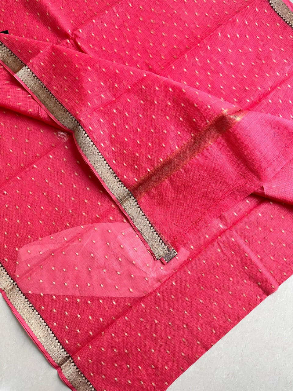 Pure Weaved Kota Cotton Doria Saree