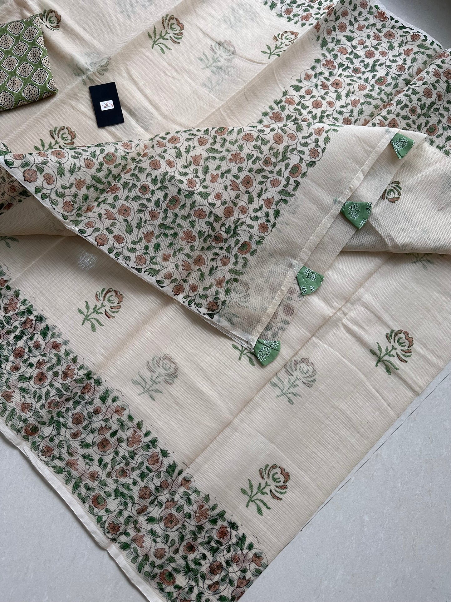 HandBlock Printed Kota Cotton Doria Saree