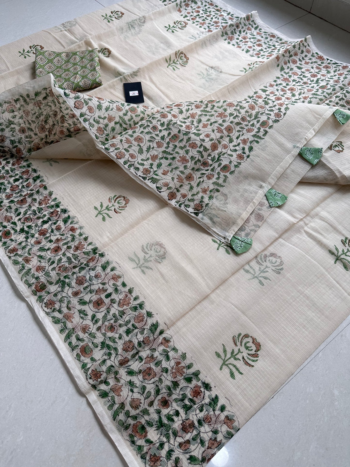 HandBlock Printed Kota Cotton Doria Saree