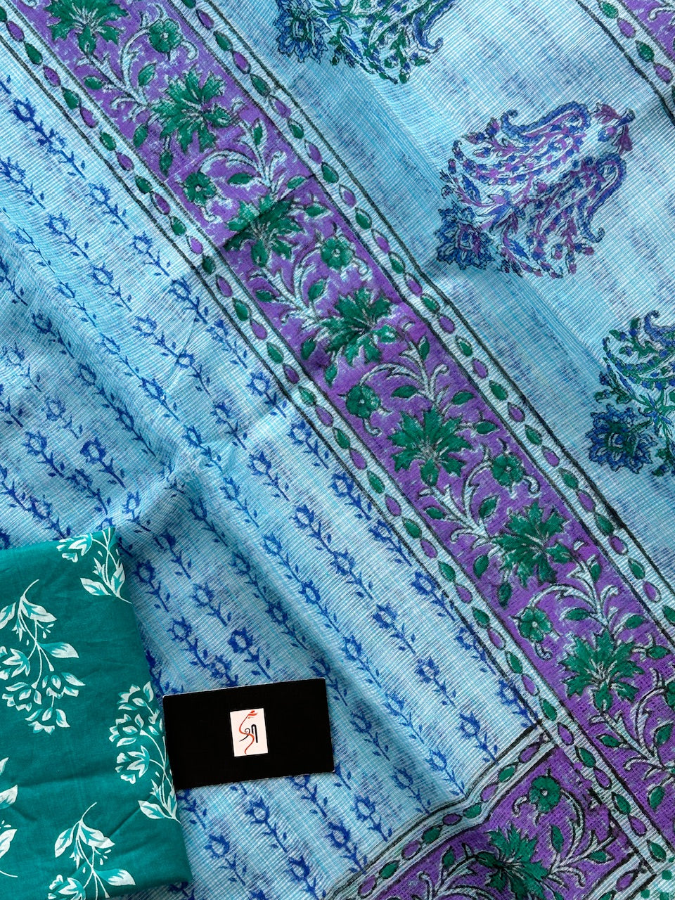 HandBlock Printed Kota Cotton Doria Saree