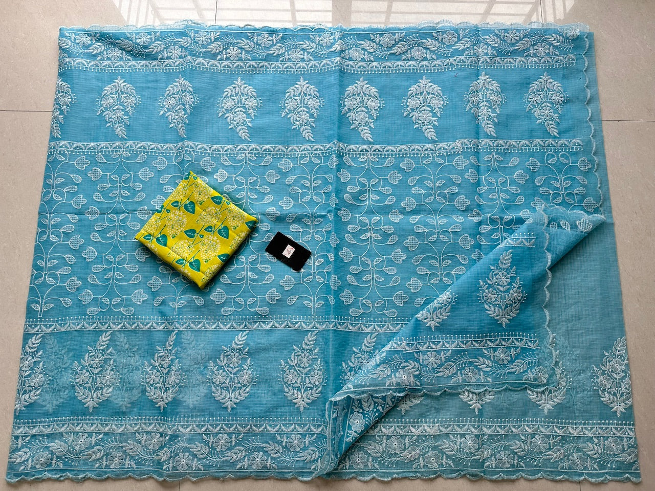 Embroidered Kota Cotton Doria Saree