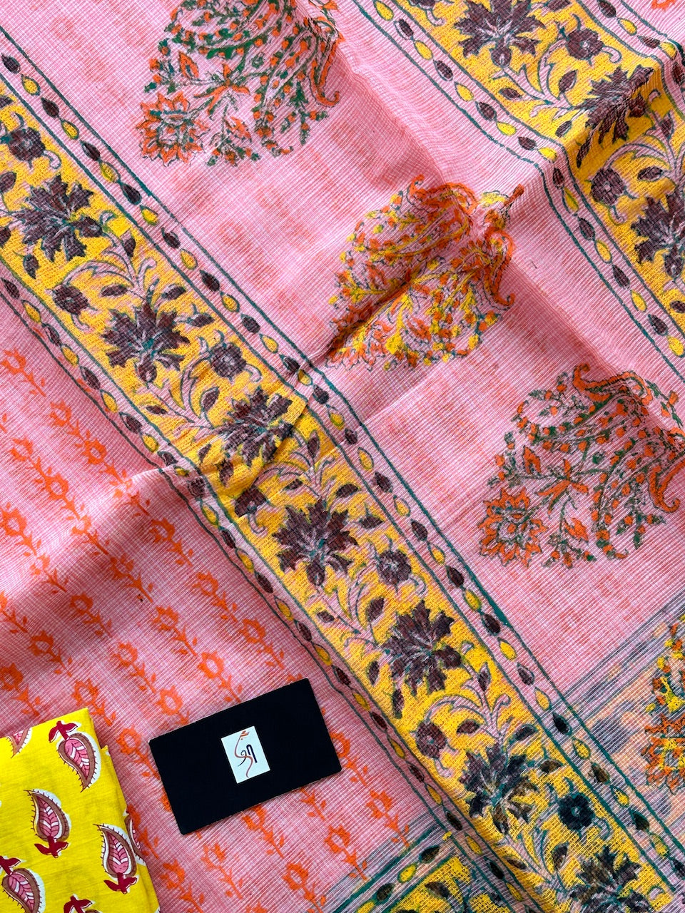 HandBlock Printed Kota Cotton Doria Saree