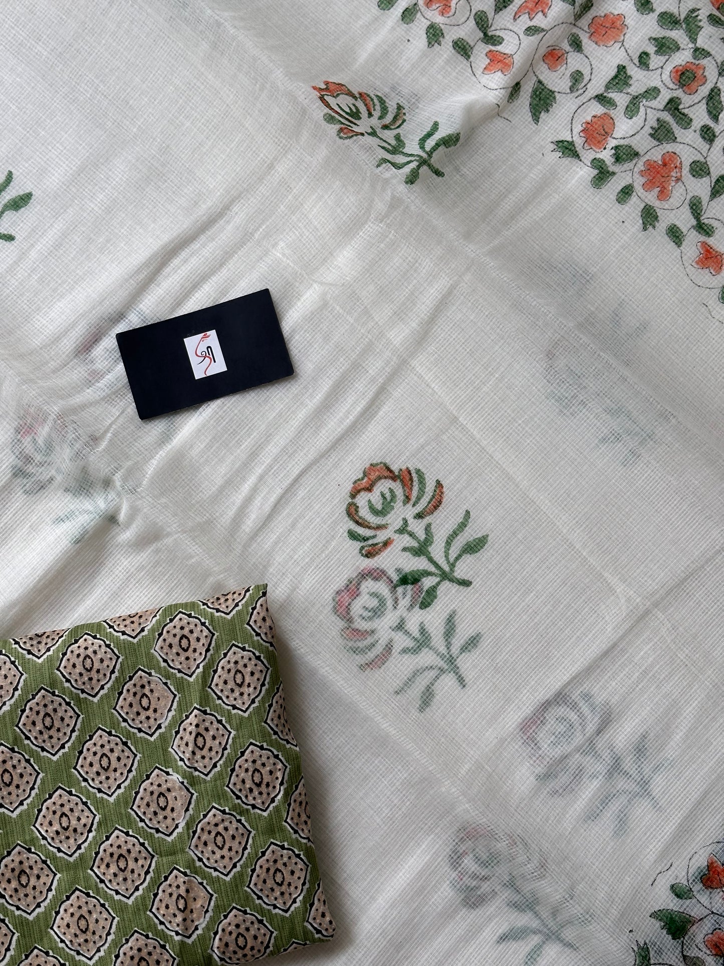 HandBlock Printed Kota Cotton Doria Saree