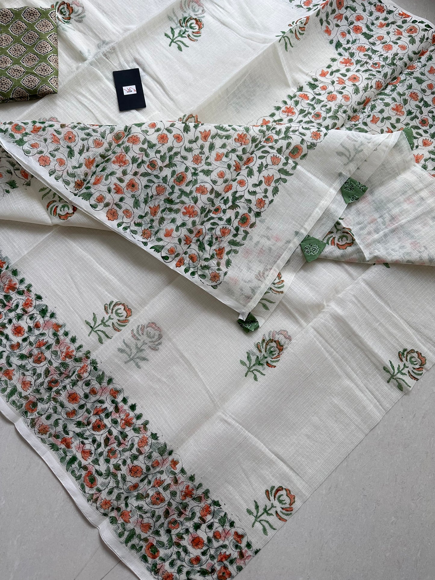 HandBlock Printed Kota Cotton Doria Saree