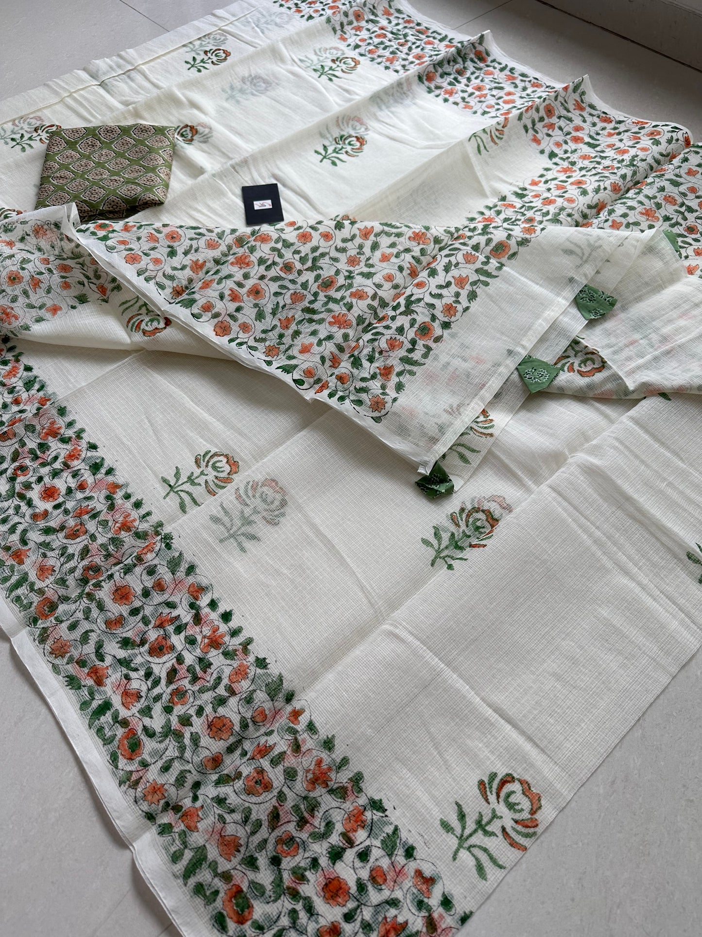 HandBlock Printed Kota Cotton Doria Saree