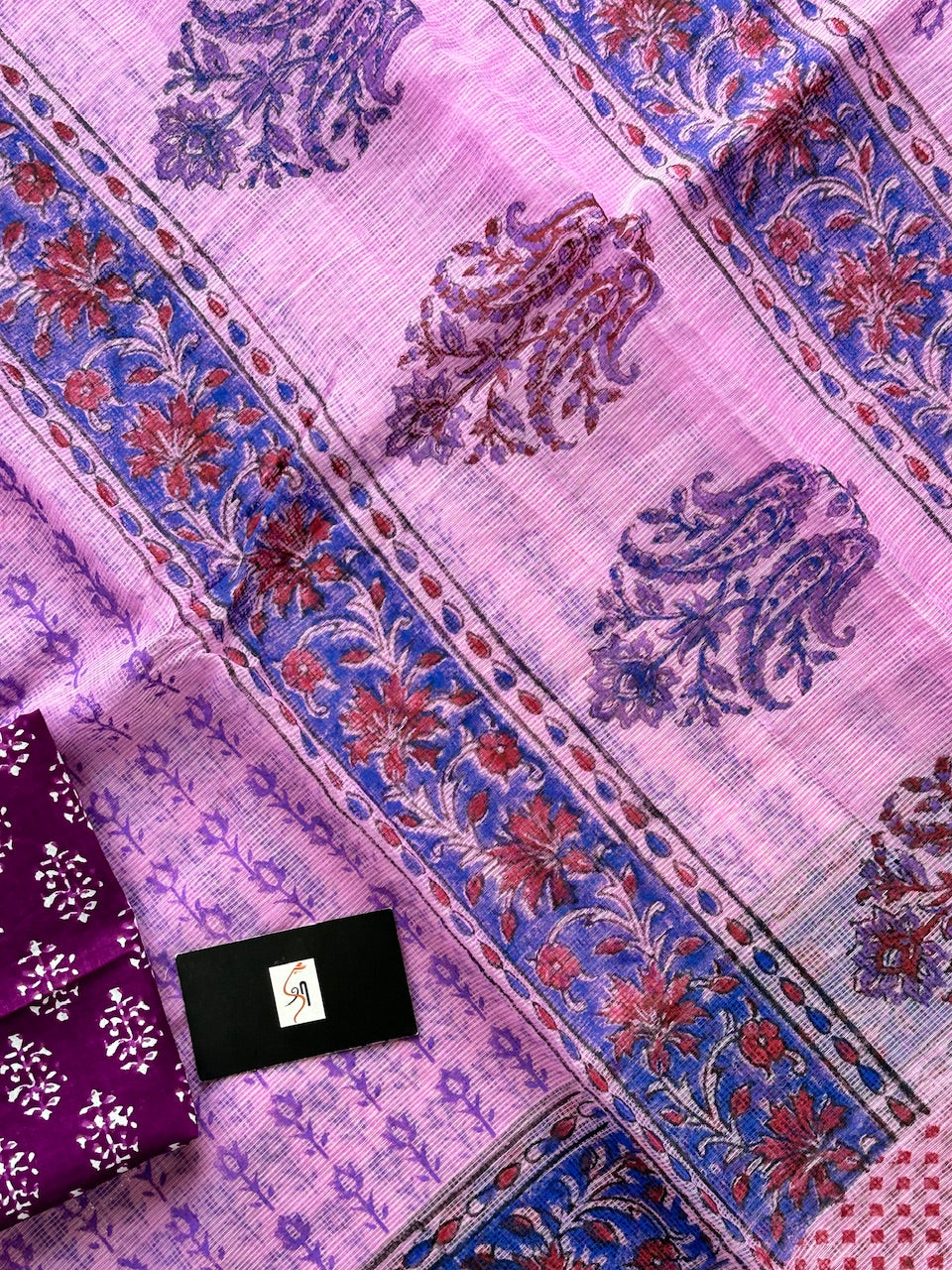 HandBlock Printed Kota Cotton Doria Saree