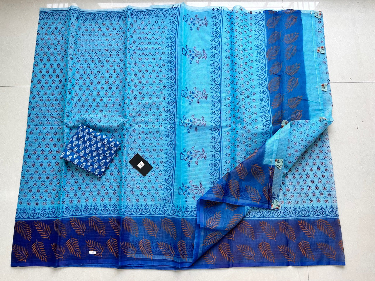 HandBlock Printed Kota Cotton Doria Saree