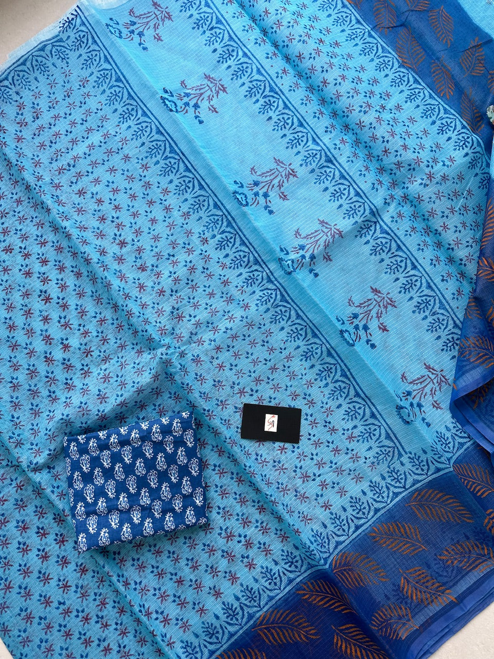 HandBlock Printed Kota Cotton Doria Saree