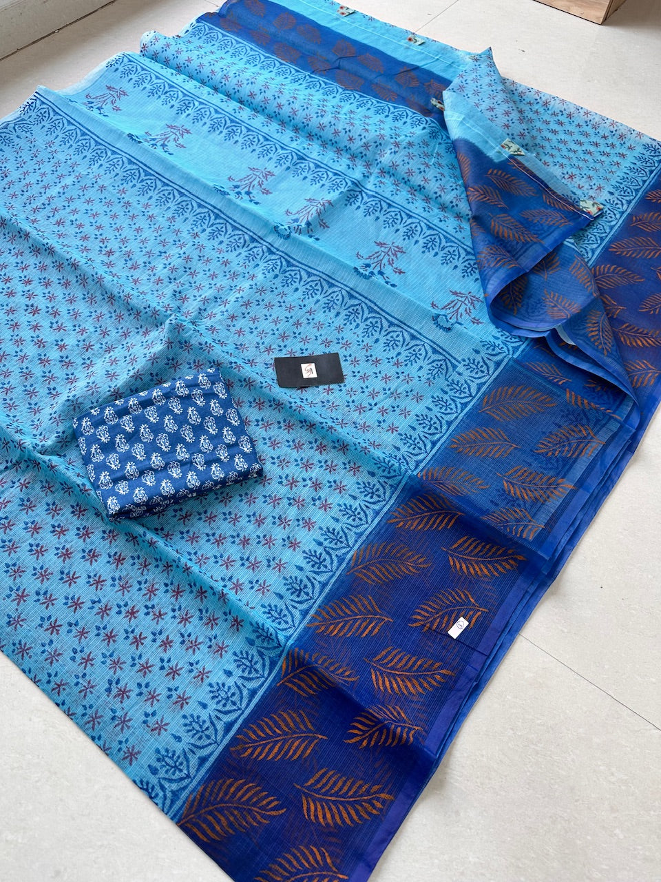 HandBlock Printed Kota Cotton Doria Saree