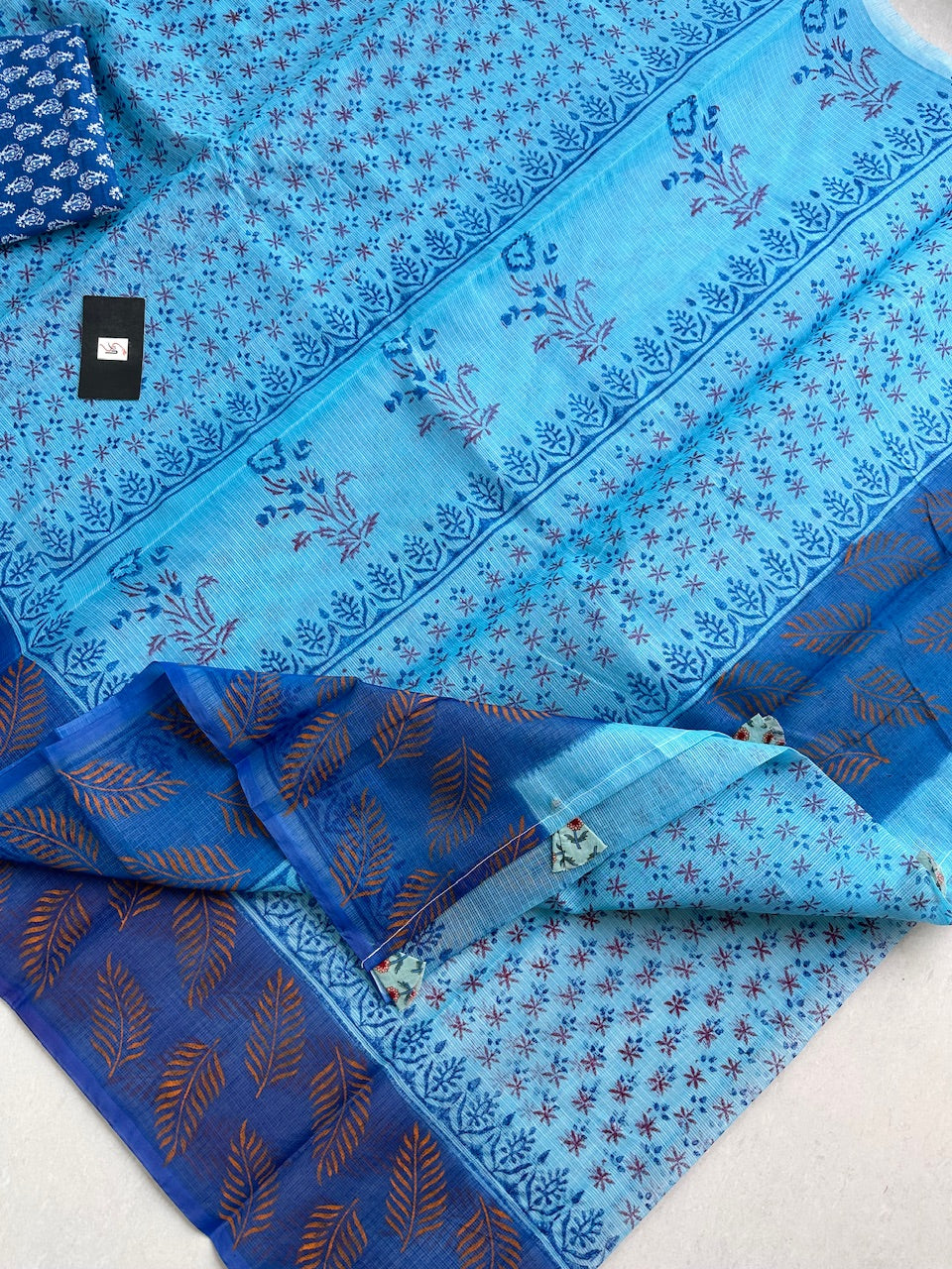 HandBlock Printed Kota Cotton Doria Saree